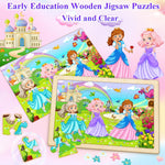Wooden Puzzles for Kids Ages 4-6, 4 Pack with 24 Pieces Unicorn, Mermaid, Princess, Elf Wooden Puzzles for Toddlers Set, Educational & Learning Puzzles, Gifts for 3 4 5 6 Year Old Boys Girls