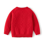 Adorable Baby Girls' Knit Sweater, Soft Cotton Cute Toddler Cardigan with 3D Love Heart Appliques (US, Age, 6 Months, 9 Months, Red)