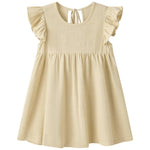 pureborn Toddler Girls Linen Dress Ruffle Halter Sleeveless Casual Summer Dresses Apricot 3T