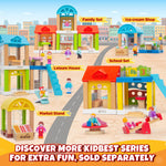 34-Piece Small Wooden Dollhouse for Toddlers, 2-Room Toy House with Seesaw, Merry-Go-Round, Furniture Accessories with 3 Dolls, Birthday Toys for Kids Ages 3-8 (4.09" x 4.09" x 9.45")