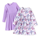 PATPAT Toddler Girl Floral Multipack Dresses 2 Pack Long Sleeve A-line Dress for Girl