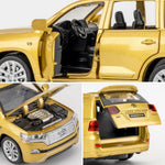 WAKAKAC Toy Car Compatible for 1：32 Land Cruiser Model Car, Pull Back Diecast Collectible Car with Sounds＆Lights for Kids Boys Girls and Adults, Gift Golden