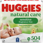 Huggies Natural Care Sensitive Baby Wipes, Unscented, Hypoallergenic, 99% Purified Water, 12 Flip-Top Packs (768 Wipes Total), Packaging May Vary