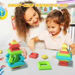 40Pcs Building Blocks Toys for Ages 3 4 5 6 Toddlers,Pyramid Stacking Toys,3D Montessori Preschool Learning Blocks for Kids,STEM Sensory Toy Gifts for 2-4 Years Old Boys Girls,Plastic Storage Box Set
