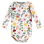 Hudson Baby Unisex Baby Cotton Long-Sleeve Bodysuits Fall Botanical 5-Pack, 6-9 Months