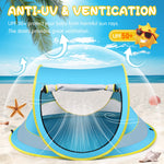 Baby Beach Tent,Large Pop Up Beach Tent Sun Shade for Beach,Portable Baby Travel Tent with Mosquito Net,Indoor Baby Play Tent,UPF 50+ UV Protection Sun Shelter