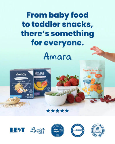 Amara Organic Baby Food - Stage 2 - Sweet Potato Raspberry - Baby Cereal to Mix W/Breastmilk, Water or Baby Formula - Shelf Stable Baby Food W/Organic Fruit and Veggies - 5 Pouches 3.5oz Per Serving
