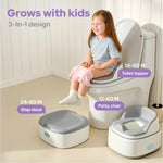 lalalark 3-in-1 Toddler Potty Training Toilet, Baby Potty Training Seat & Step Stool with Seamless TPE Seat, Extended Splash Guard, Easy-Clean Non-Absorbent Potty Chair Toilet Trainer for Home Travels
