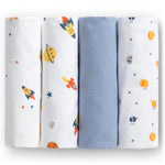Delta Children 100% Cotton Flannel Baby Receiving Blankets for Girls and Boys – 30x30 Inches (Pack of 4), Space Exploration
