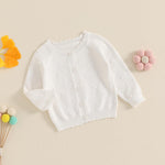 Infant Baby Girl Cardigan Sweater Long Sleeve Button Up Knit Sweatshirt Jacket Toddler Baby Girl Fall Outfits (White, 0-6 Months)