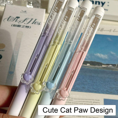 MOZXIRZ 4 Pcs Cute Retractable Pens Cat Paw Gel Pens Pastel Aesthetic Pen 0.5mm Fine Point Black Ink Smooth Writing Pen for Women Girls Office School Supplies (Cat Paw)