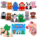 Silicone Sensory Fidget Toys for Kids Toddlers, 24 Pack Animal Texture Stress Relief Toys for Kids Autism Calming, Special Needs for Autism ADHD, Quiet Fidgets for Kids Classroom, Toddlers Travel Toys