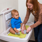 Rubbermaid Commercial Products Horizontal Baby Changing Station, Light Platinum, Wall-Mounted Fold-Down Diaper Change Table with Safety Straps for Restaurants/Hotels/Schools/Airports