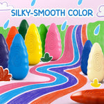 TinyGeeks 12 Water Drop Crayons - Non Toxic Crayons for Toddlers - Washable, Easy To Hold - For Toddlers, Kids Ages 3-8 - Ergonomic Shape