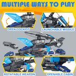 Frontoytall Police Rescue Helicopter Toy Set for Kids 3-8, Transport Cargo Helicopter with 3 Police Cars & Truck, Rotating Blades, Storage Cabin, STEM Learning Toys Gift for Boys Girls