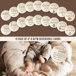 10 Pack Baby Monthly Milestone Signs – Wooden Double-Sided Discs for 1-12 Months, My First Holiday & Hello World Birth Announcement, Newborn Photo Props & Baby Shower Keepsake Gift for Boys & Girls