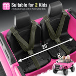 Costzon 24V 2 Seater Ride on Car for Kids, 4WD/2WD Switchable Licensed Toyota LC250 Ride on Truck w/Remote, Shovel, Music & Sounds, Electric Vehicle w/4-Wheel Spring Suspension for Ages 3+ (Pink)
