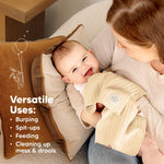 KeaBabies Organic Cotton Burp Cloths Baby Girl, Boy - 6-Pack Large Burping Clothes for Babies, Spit Up Rags, Super Soft & Absorbent Newborn Wash Towels, Gender Neutral, Non-Shrink (Stria, Hedges)