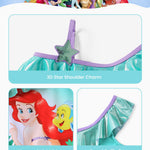 Disney Princess Girls One Piece Swimsuits Ruffle Toddler Girl Swimsuit Cute Little Girls Bathing Suit Girls' Swimwear Green 3t-4t