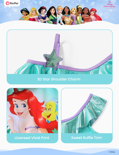 Disney Princess Girls One Piece Swimsuits Ruffle Toddler Girl Swimsuit Cute Little Girls Bathing Suit Girls' Swimwear Green 3t-4t
