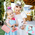 Oisacirg Play Purse for Little Girls, 32PCS Toddler Purse with Pretend Makeup for Kids, Princess Toys Includes Handbag, Phone, Wristwatch, Silk Scarf Kids Toy Purse Birthday Gift for Girls 3 4 5 6 +