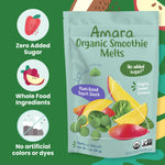 Amara Smoothie Melts - Mighty Sweet Greens - Baby Snacks Made With Fruits and Vegetables - Healthy Toddler Snacks For Your Kids Lunch Box - Organic Plant Based Yogurt Melts - 6 Resealable Bags