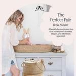 BEBE BASK Premium Baby Diaper Caddy Organizer - Artisan-Made Seagrass Basket With Cotton Divider - Award-Winning & Luxury Diaper Caddy Basket (ROSA)