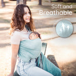 Ring Sling Baby Carrier - USA Lab Tested, 100% Natural Cotton Muslin, Breathable & Ergonomic Ring Sling Grey Turquoise