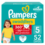 Pampers Diapers - Swaddlers 360 - Size 5, 52 Count, for up to 100% Leakproof Premium Skin Protection