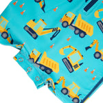 RUGGEDBUTTS Baby/Toddler Boy Swimsuit, One Piece Zipper Rash Guard Sunsuit with UPF 50+ Sun Protection - Under Construction, 6-12m