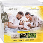 SafeRest Waterproof Queen Size Mattress Protector - Fitted with Stretchable Pockets - Machine Washable Cotton Mattress Cover for Bed