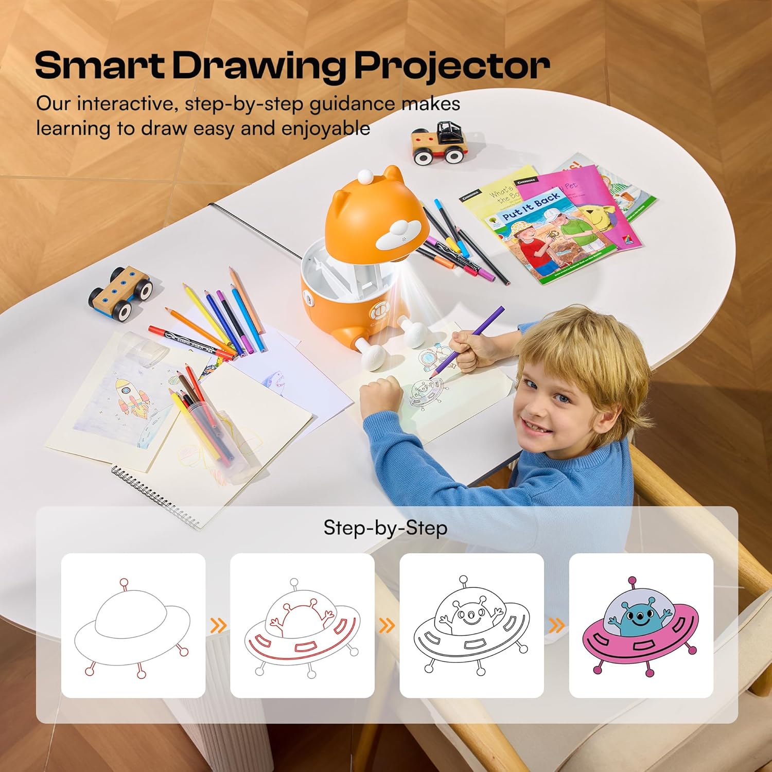 Caydo T3 AI Drawing Projector for Kids, Learn to Draw Tracing Projector with 700+ Activities, Native 720P HD Bluetooth Projector, Educational Arts & Crafts Toy, Ideal Gift for Boys & Girls Ages 5+