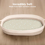 2-Pack Baby Bassinet Sheets Girl, Boy - 33x17 Viscose Derived from Bamboo Bedside Mattress Fitted Bassinet Sheets, Compatible with Halo Bassinest Swivel Sleeper, Baby Delight, Graco (Pine Grove)