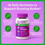 SmartyPants Organic Toddler Multivitamin Gummies: Omega 3 (ALA), Vitamin D3, C, Vitamin B12, B6, A, K & Zinc for Immune Support, Biotin, Vegetarian, Two Fruit Flavors, 60 Count (30 Day Supply)