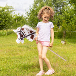 Linzy Toys 35.5" Plush Stick Horse - Funny Hobby Horse with Pony Sound, Soft Realistic Mane & Durable Leather Reins, Pretend Play Riding Toy for Boys & Girls Ages 3+ (Spotted)