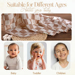 Ultra Soft Muslin Baby Blanket,A Versatile Swaddle and Bed Blanket for Babies, Toddlers, Boys, and Girls (1 Coffee Checkered 1 Pack).
