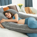 QUEEN ROSE Pregnancy Pillow, U Shaped Full Body Pillows for Sleeping Support, 55 Inch Maternity Pillow for Pregnant Women, Dark Grey