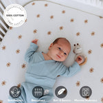 Dreamology Crib Sheets Cotton,2 Pack,Soft,Standard Crib Sheets,100% Cotton Crib Sheet,for Boy,Girl, Baby Mattress Sheets and Toddler Bed Sheets, 28x52 Crib Mattress Sheets | Brown and Flowers