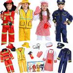 14Pcs Toddler Dress up Clothes,Boys Dress up Costumes for Play,Kids Dress up Set with Firefighter,Construction Worker,Chef,Police Costume,Toddler Boy Toys Christmas Birthday Gifts for 3-6 Years Old