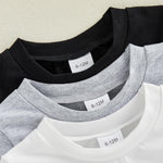Toddler Baby Girl Boy Short Sleeve T Shirt Top 3Pcs Basic Solid Color Cotton Tee Shirts Blouse 6M-5Years Old (Black White Gray, 6-12 Months)