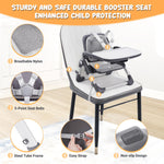 Bear Booster Seat for Kitchen Chairs, Portable High Chair for Babies 6–36 Months (Up to 44 lbs), Adjustable 3-Level Foldable Booster with Removable Tray, Ideal for Home, Outdoor, Camping, and Travel