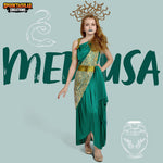 Spooktacular Creations Girls Medusa Costume, Child Green Medusa Dress with Headpiece Armlet Accessories for Kids Halloween Role Play Parties-L