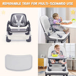 Bear Booster Seat for Kitchen Chairs, Portable High Chair for Babies 6–36 Months (Up to 44 lbs), Adjustable 3-Level Foldable Booster with Removable Tray, Ideal for Home, Outdoor, Camping, and Travel