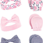 Hudson Baby baby-girls Cotton Headband and Scratch Mitten Set