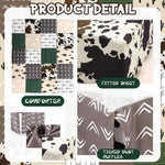 Hahafelt 3 Piece Patchwork Crib Bedding Set, Neutral Cow Cactus Print Baby Bedding, Barnyard Western Nursery Decor, Standard Size Soft Baby Bed Set Includes Quilt, Fitted Crib Sheet, Bed Skirt