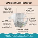 The Honest Company Clean Conscious Diapers for Delicate Skin | Up to 100% Leakproof | Hypoallergenic, Fragrance Free | Winter '25 Limited Edition Prints | Club Box, Size 2 (12-18 lbs), 72 Count