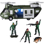 JOYIN Military Vehicles Toy Set of Friction Powered Transport Helicopter with Light and Sound Siren, and Soldier Army Men Action Figures for Kids