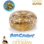 Air Candy Inflatable Ottoman BloChair Filled with Gold Glitter Perfect Inflatable Furniture for Kids and Adults. Can be Used Indoors or Outdoors.