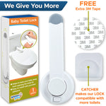 Baby Toilet Lock by Wappa Baby - 9"L x 4"W - Ideal Baby Proof Toilet Lid Lock - No Tools Needed Easy Installation with 3M Adhesive - Top Safety Toilet Seat Lock - Fits Most Toilets - White (1 Pack)