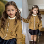 Simplee kids Toddler Sweater Little Girl Knitted Cardigan Flower Embroidery Coat for Spring and Fall Size 2-3 Years